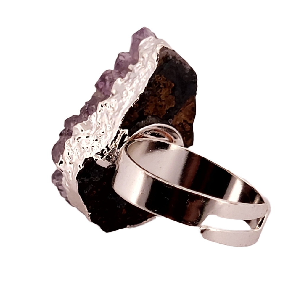 Natural Amethyst Silver Adjustable Ring Nasar7 - image 5